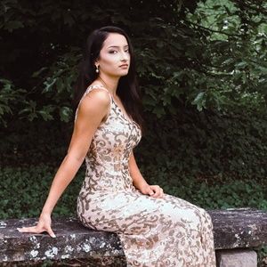 Light gold prom dress